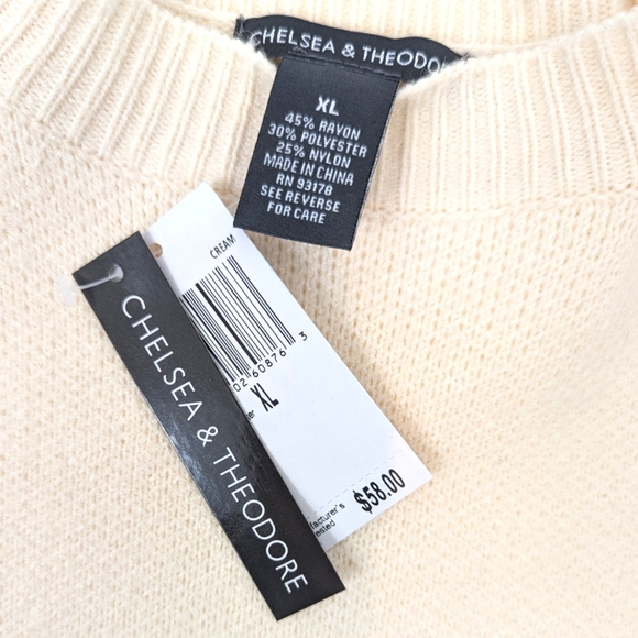 Chelsea and Theodore Crew Neck Sweater Pullover Ivory Off White Womens XL - Picture 2 of 9